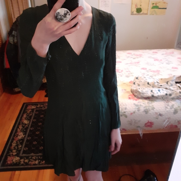 ❤ Wilfred Long Sleeve V-neck Dress Sage Green - Picture 7 of 7